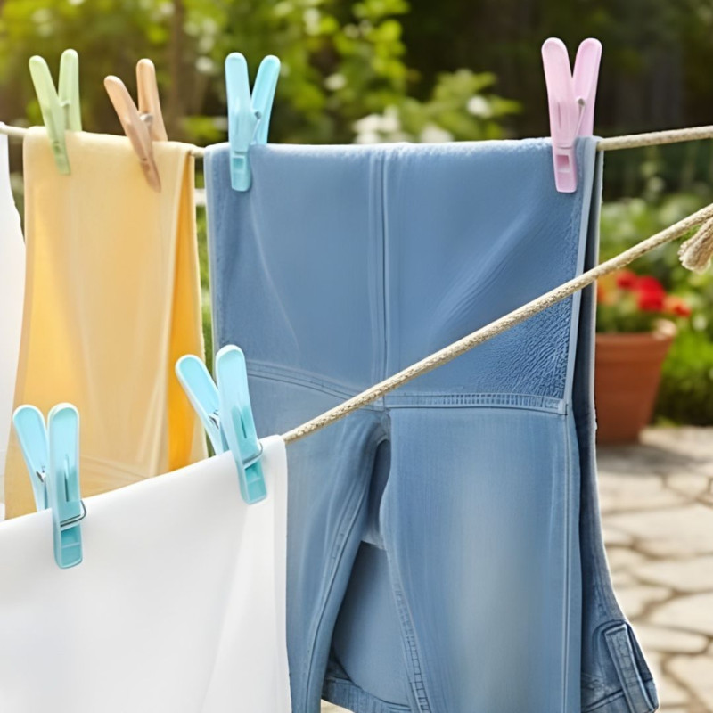24 Pcs Plastic Clips with Rope for Hanging Use