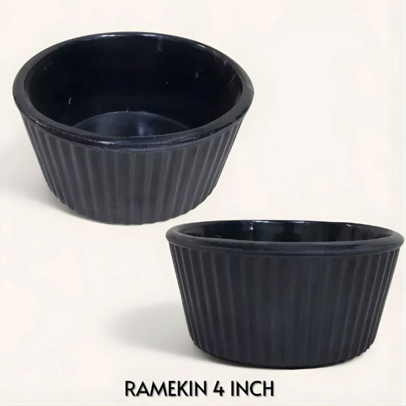 Melamine 4 Inch Ramekin Black Bowl Serving Bowl