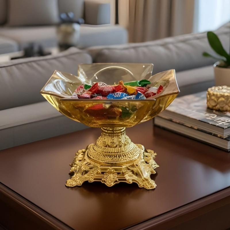 Elegant Golden Glass Tray for Serving
