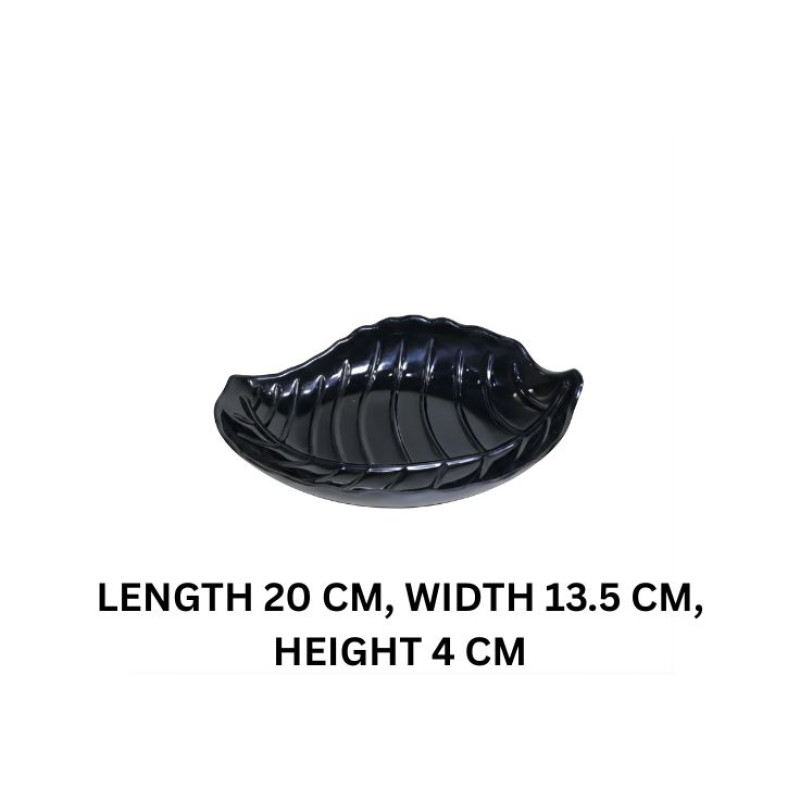 Melamine Black Leaf Small Platter For Serving