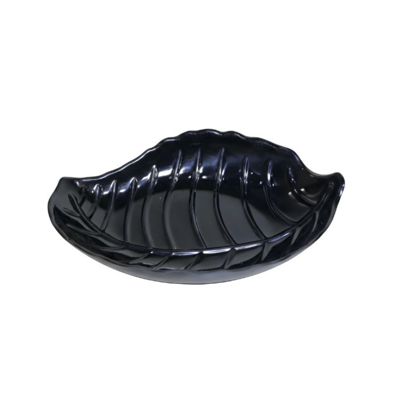 Melamine Black Leaf Medium Platter For Serving