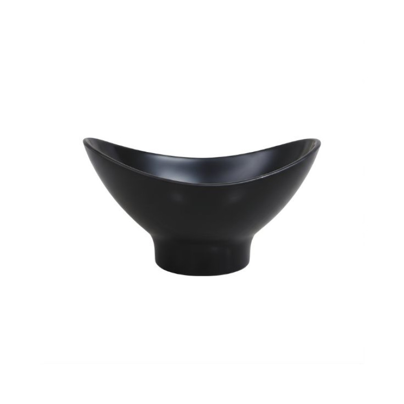 Melamine Lotus Medium Serving Black Bowl