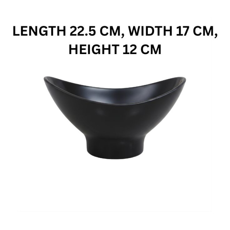 Melamine Lotus Medium Serving Black Bowl