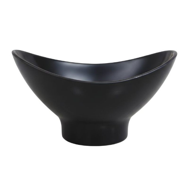 Melamine Lotus Large Serving Black Bowl