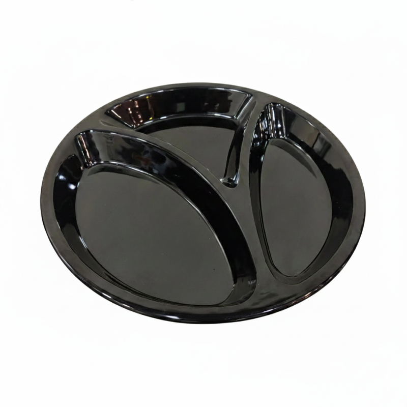 Melamine Euro Divider Black Serving Dish With Box