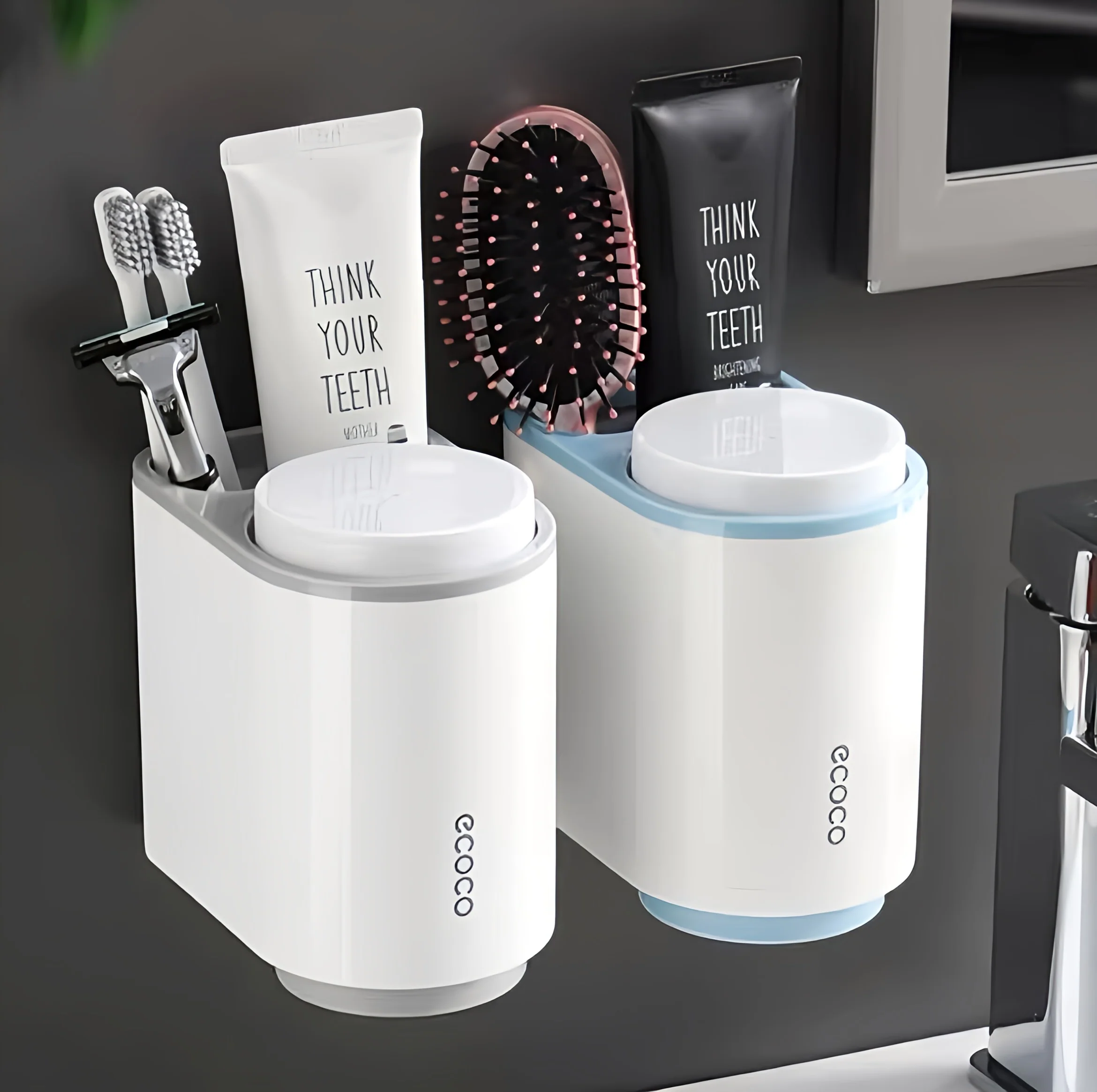 ECOCO Toothbrush Holder with Cup Bathroom Organizer