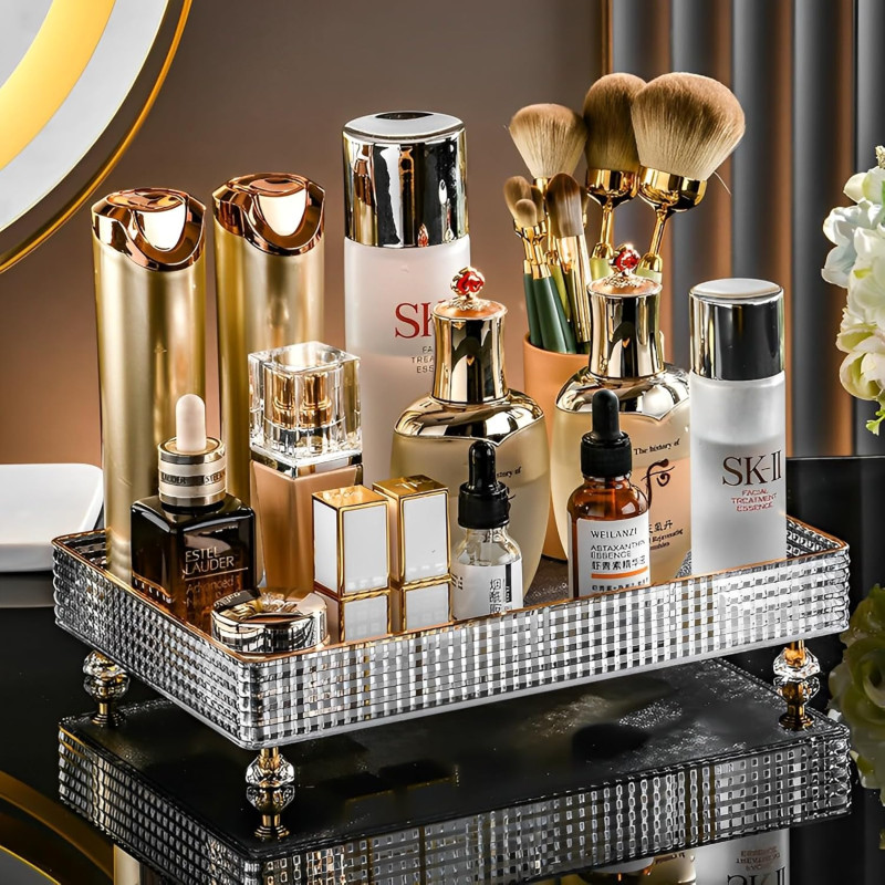 Acrylic Desktop Perfume & Cosmetic Organizer Tray