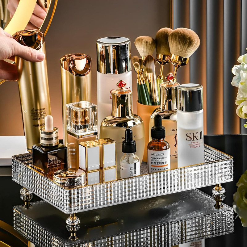 Acrylic Desktop Perfume & Cosmetic Organizer Tray