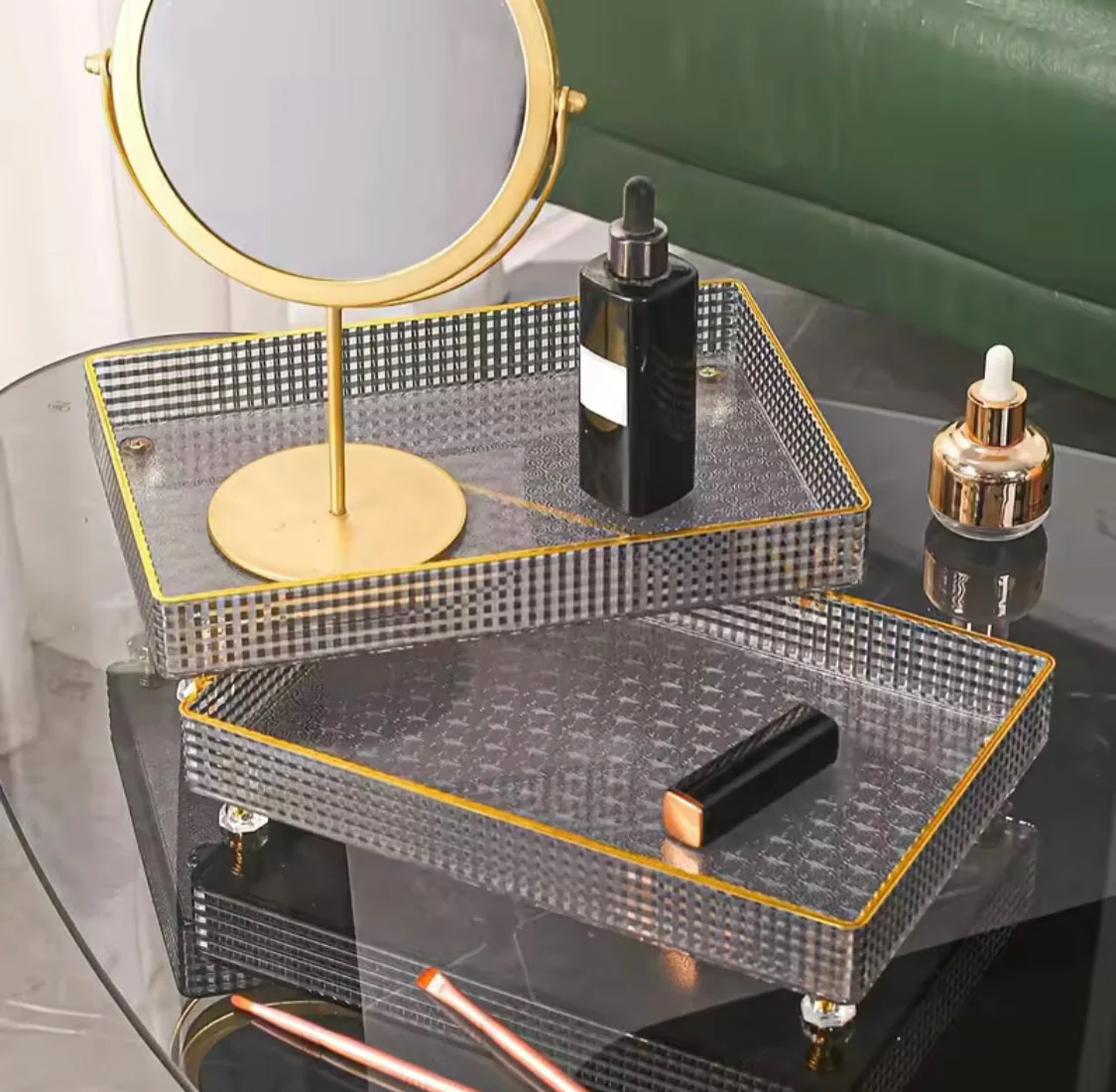 Acrylic Desktop Perfume & Cosmetic Organizer Tray