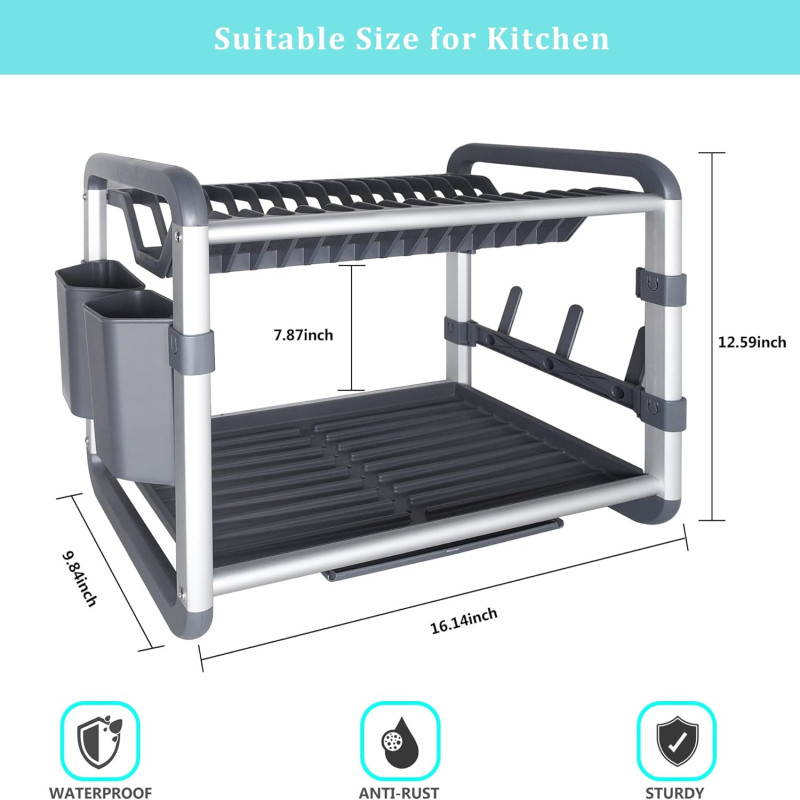 2 Tier Dish Aluminium & Plastic Rack