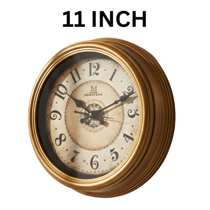 Heritage 11 Inch Squat Vintage Copper Wall Clock