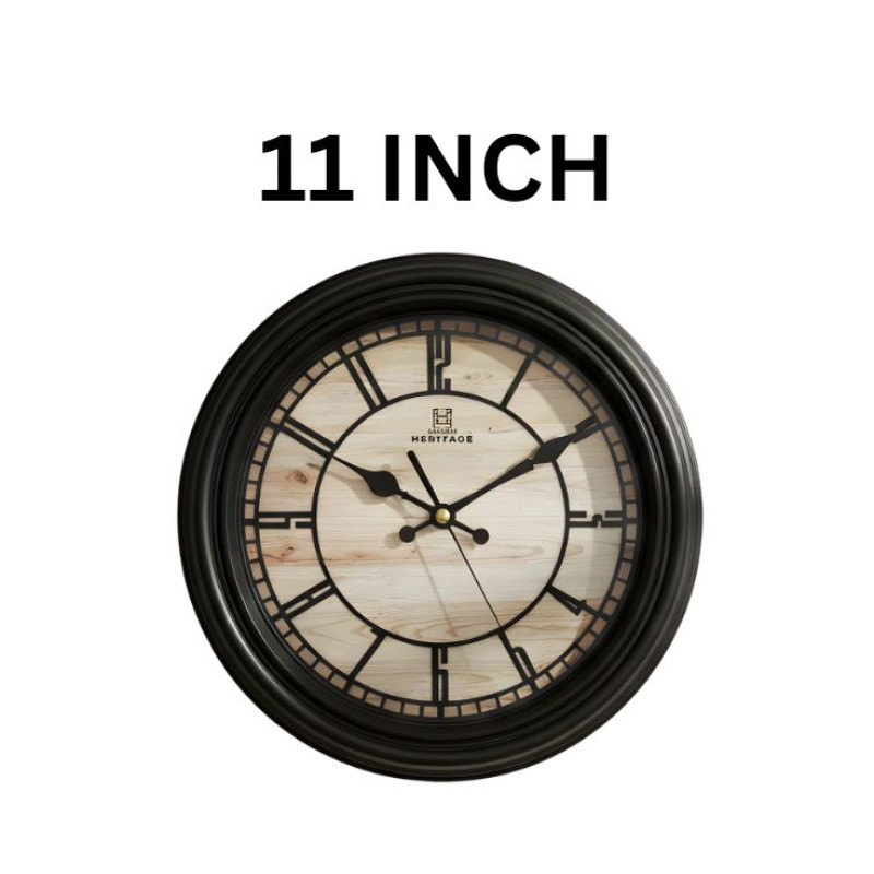 Heritage 11 Inch Squat Black Numerical Wall Clock