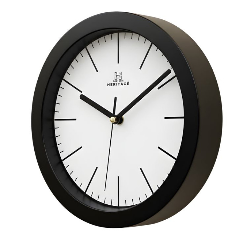 Heritage 10 Inch Squat 2 Plain Black Wall Clock