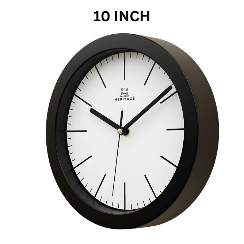 Heritage 10 Inch Squat 2 Plain Black Wall Clock