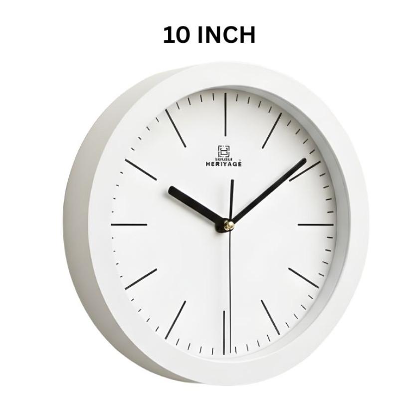 Heritage 10 Inch Squat 2 Plain White Wall Clock