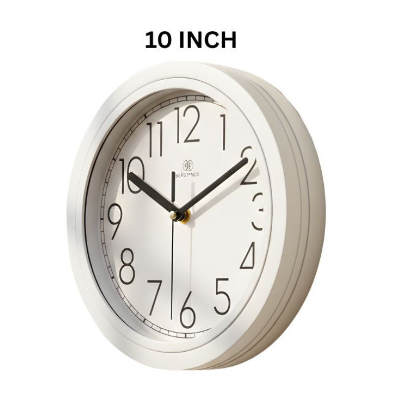 Heritage 10 Inch Squat 2 Numeric White Wall Clock