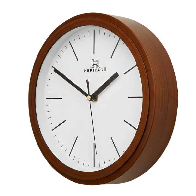 Heritage 10 Inch Squat 2 Plain Brown Wall Clock