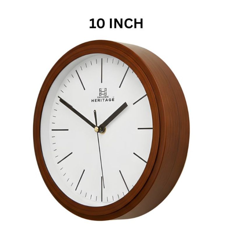 Heritage 10 Inch Squat 2 Plain Brown Wall Clock