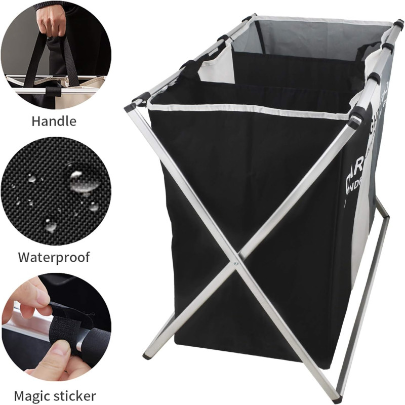 3 Compartment Foldable Laundry Storage Basket