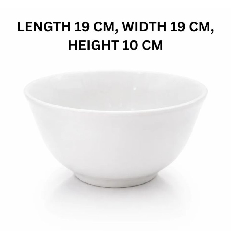 Melamine 7.5 Inch Large White Serving Bowl