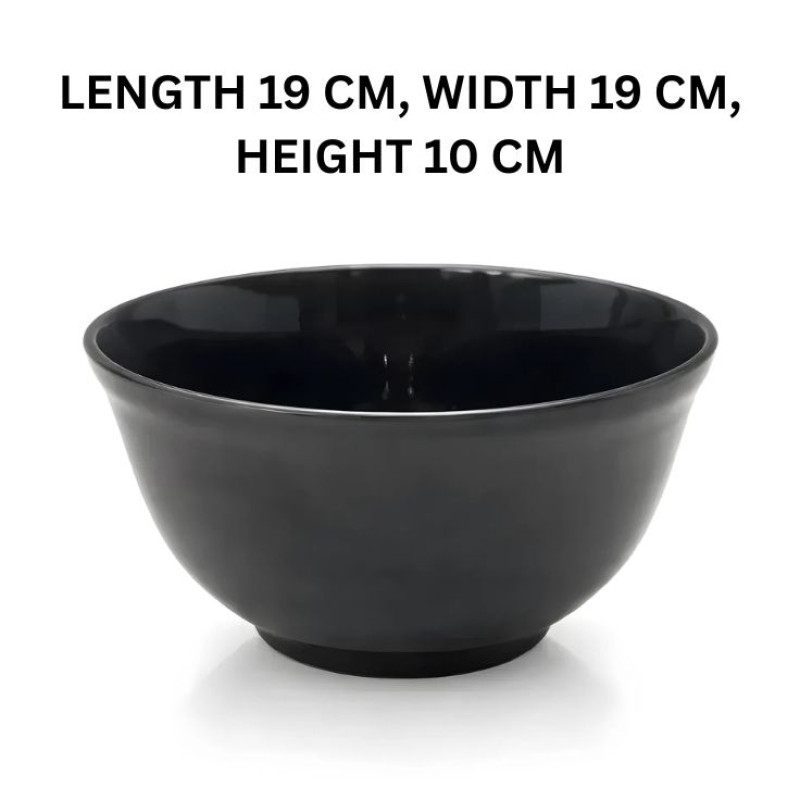 Melamine 7.5 Inch Large Black Serving Bowl