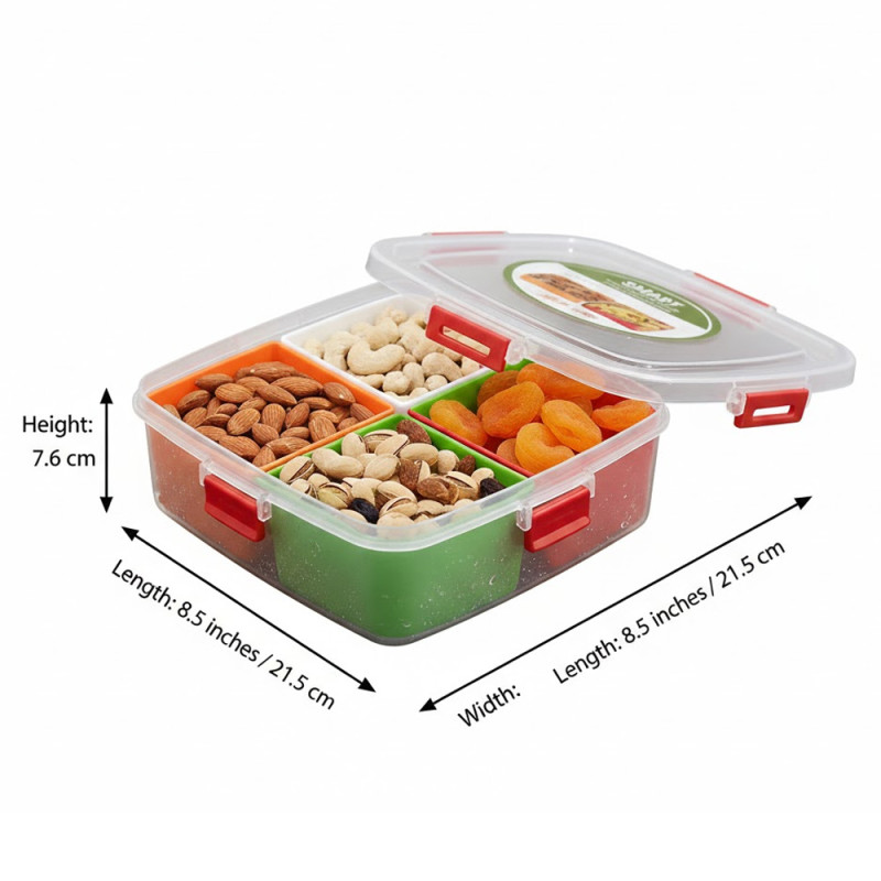 4 Compartment Kitchen Spice Box Square