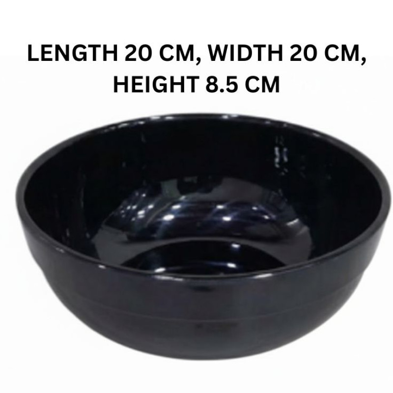 Melamine 8 Inch Black Tulip Serving Bowl