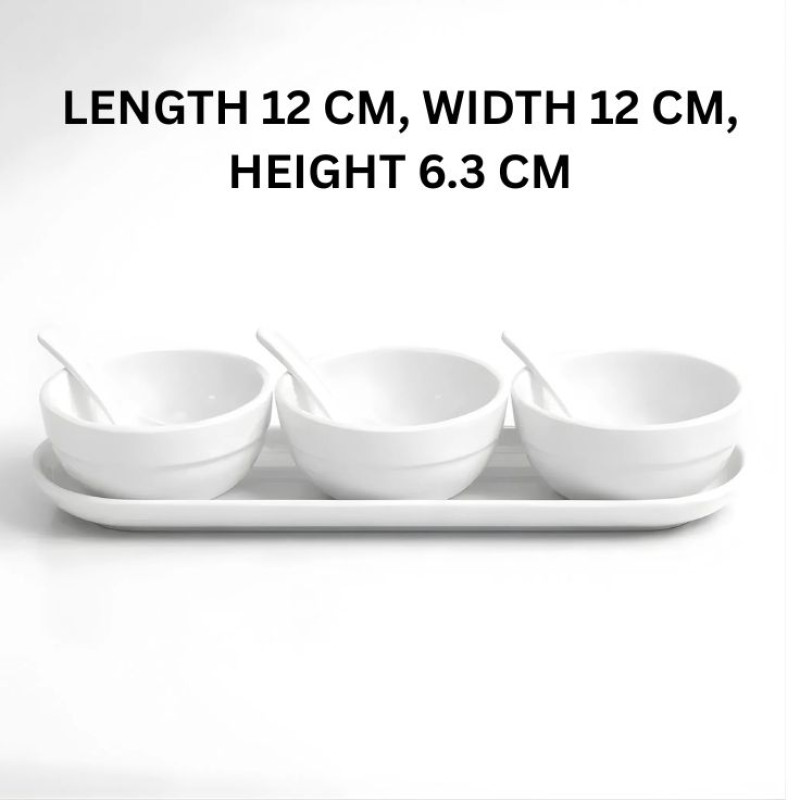 Melamine 7 PCS White Tulip Serving Soup Set With Tray