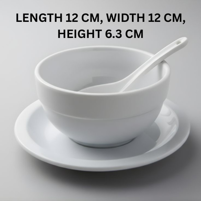 Melamine 3 PCS White Tulip Serving Set OF Bowl Saucer And Soup Spoon