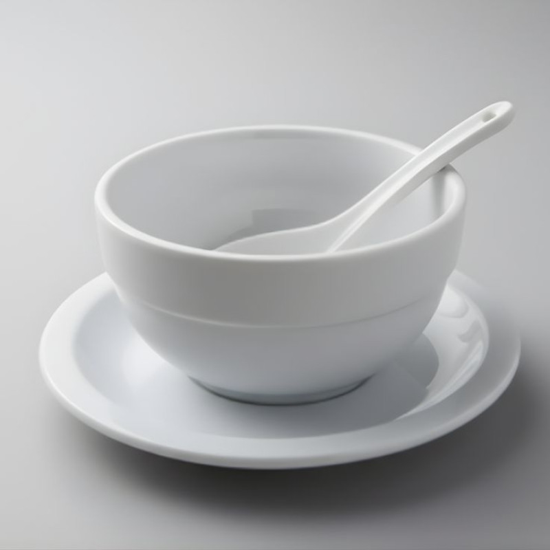 Melamine 3 PCS White Tulip Serving Set OF Bowl Saucer And Soup Spoon
