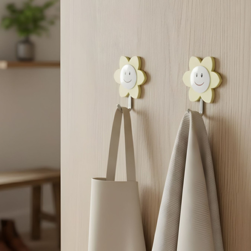 2 Pcs Sunflower Hooks Self Adhesive Decorative Wall Hooks