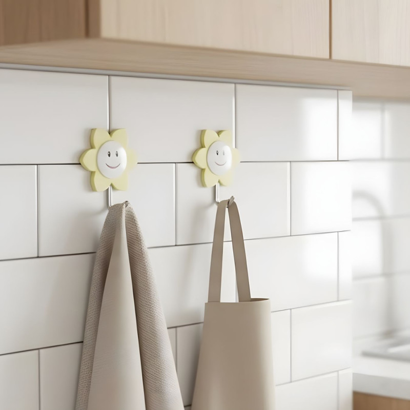 2 Pcs Sunflower Hooks Self Adhesive Decorative Wall Hooks