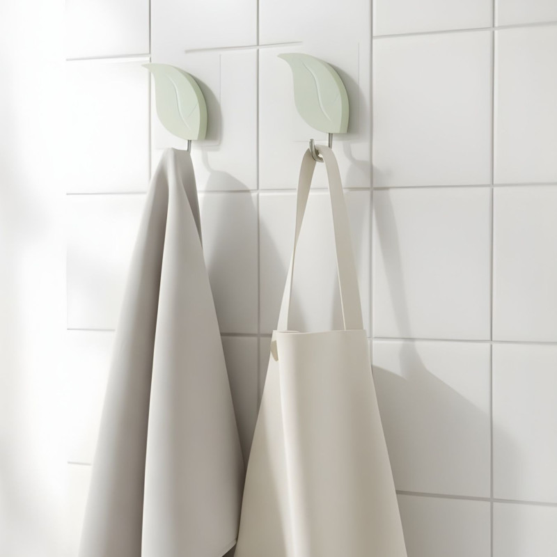 2 Pcs Leaf Hooks Self Adhesive Decorative Wall Hooks