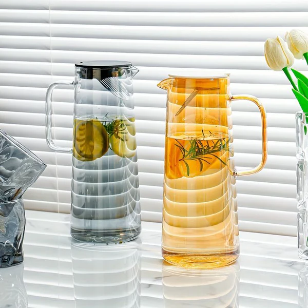 Glass Water Jug 1800ML Premium Transparent Drinking Pitcher