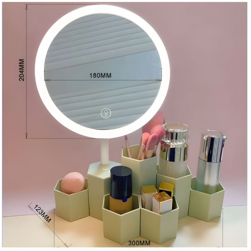 LED Makeup Mirror With Makeup Organizer Premium Product
