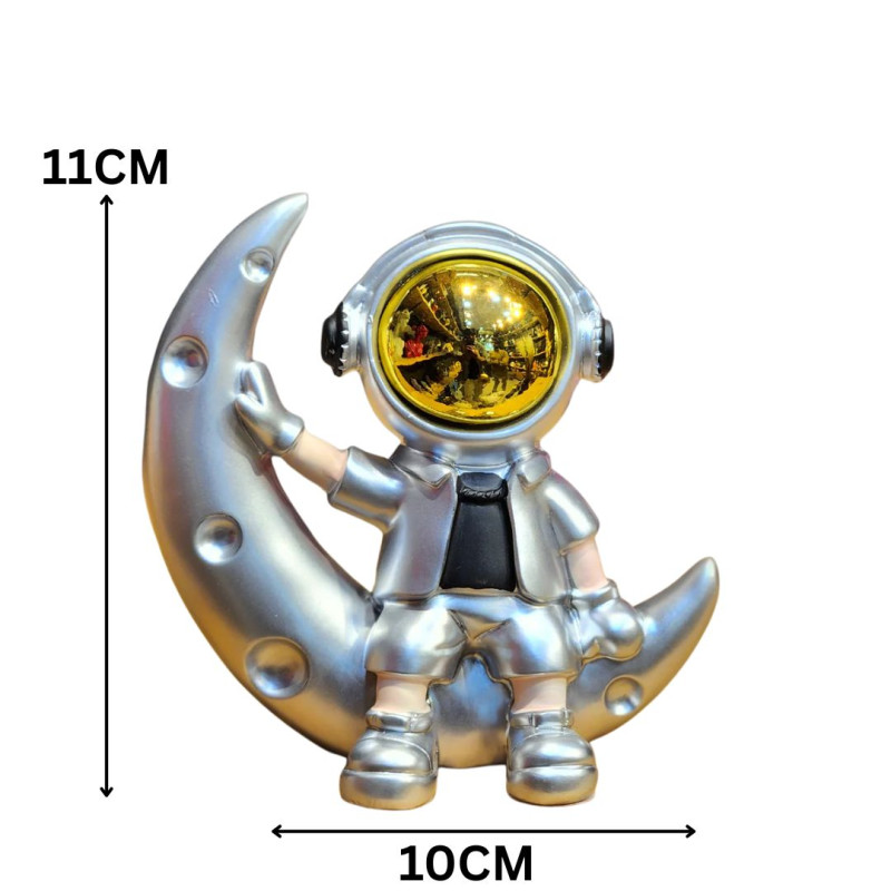 Astronaut Moon Sitting Showpiece Decorative Space Theme Figurine