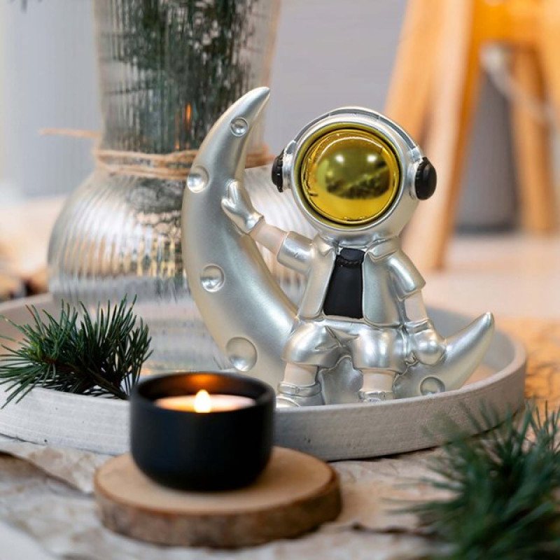 Astronaut Moon Sitting Showpiece Decorative Space Theme Figurine