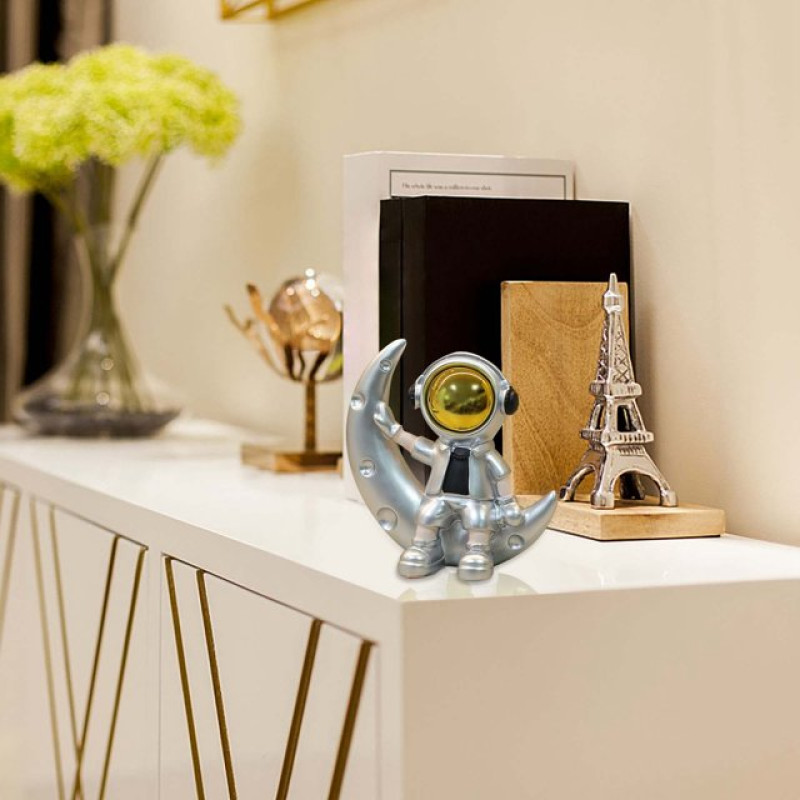Astronaut Moon Sitting Showpiece Decorative Space Theme Figurine