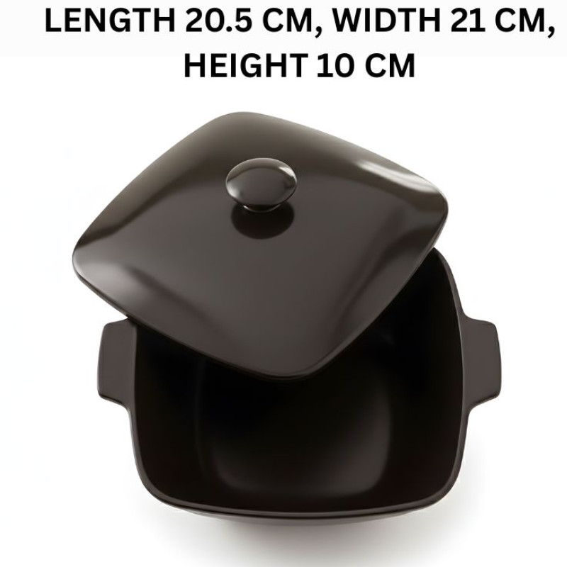 Melamine Black Square Serving Bowl With Lid