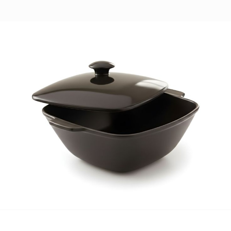 Melamine Black Square Serving Bowl With Lid