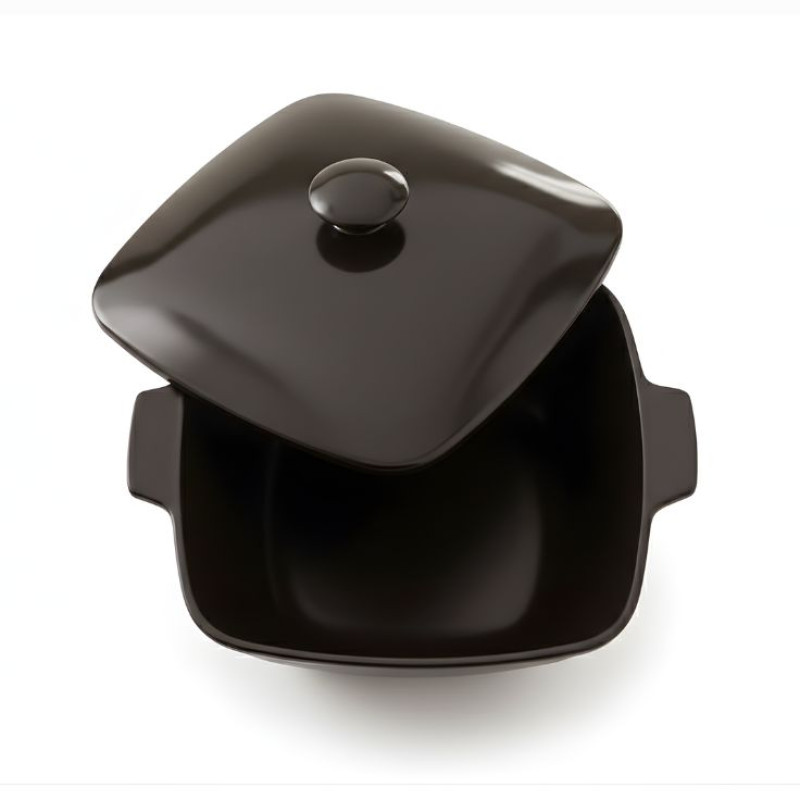 Melamine Black Square Serving Bowl With Lid