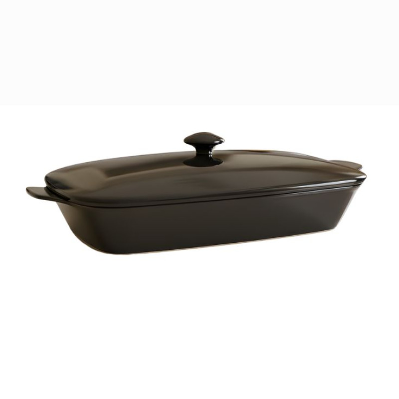 Melamine Black Rectangle Serving Bowl With Lid