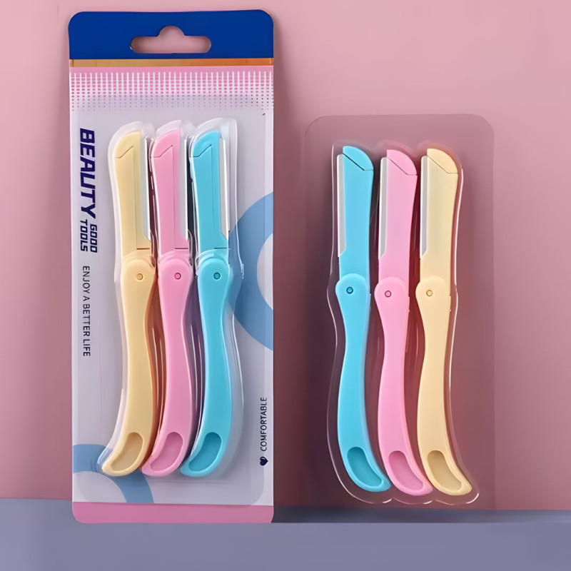 3 Pcs Foldable Eyebrow Razor Set Facial Hair Remover