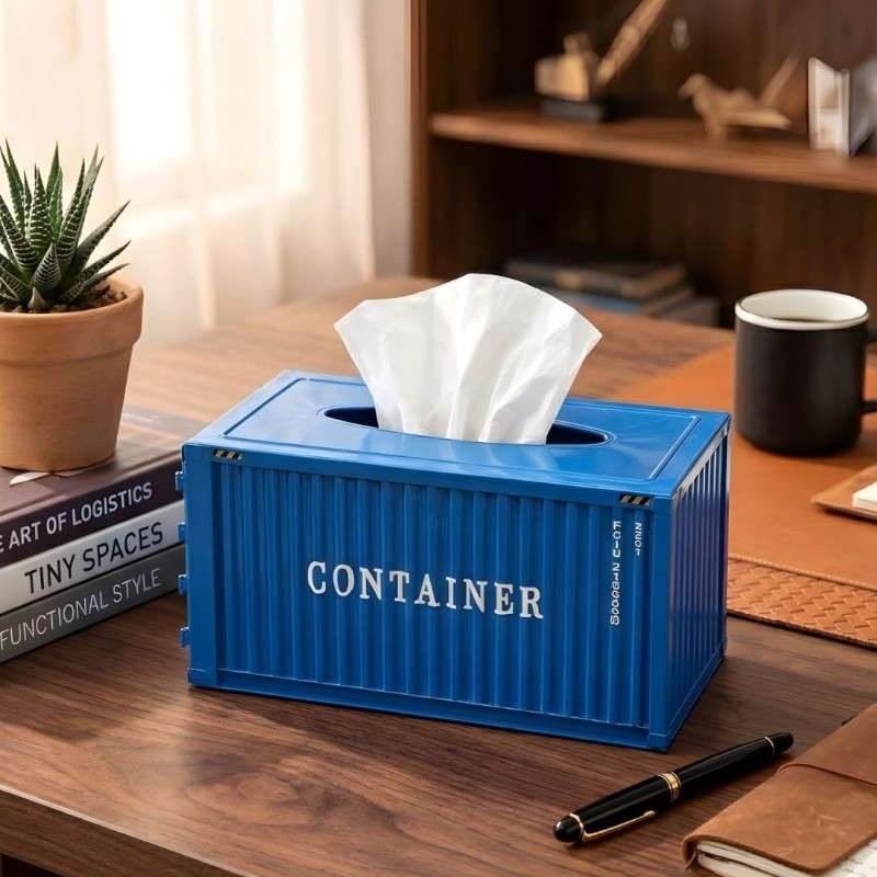 Cargo Container Design Tissue Box Organizer