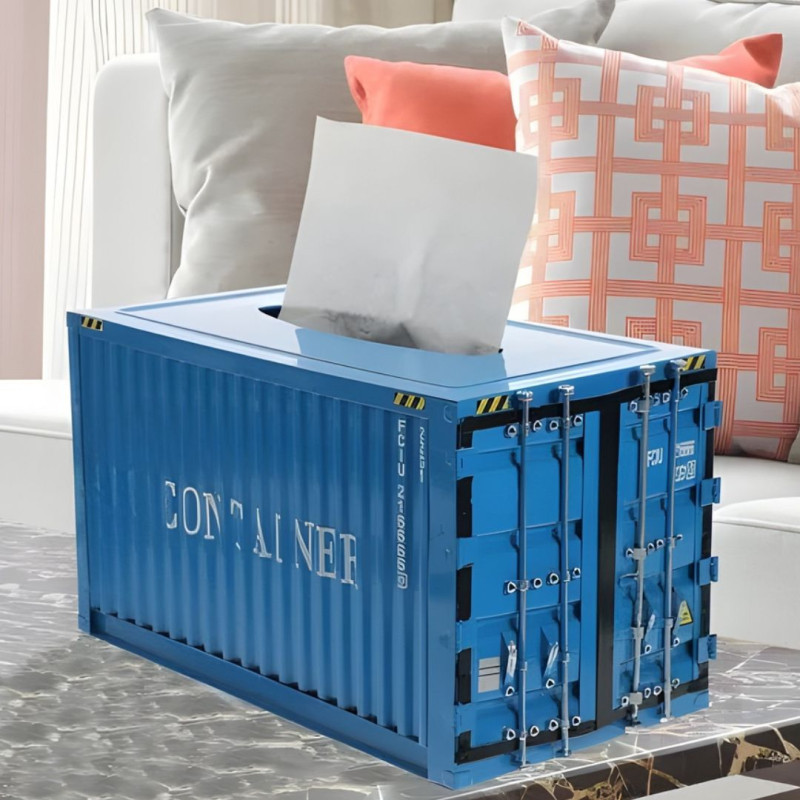 Cargo Container Design Tissue Box Organizer
