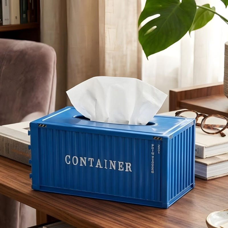 Cargo Container Design Tissue Box Organizer