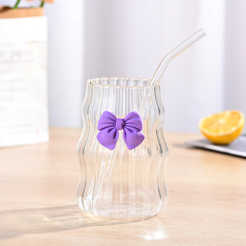 450ML Glass Straw Cup With Lid Portable Drinking Glass