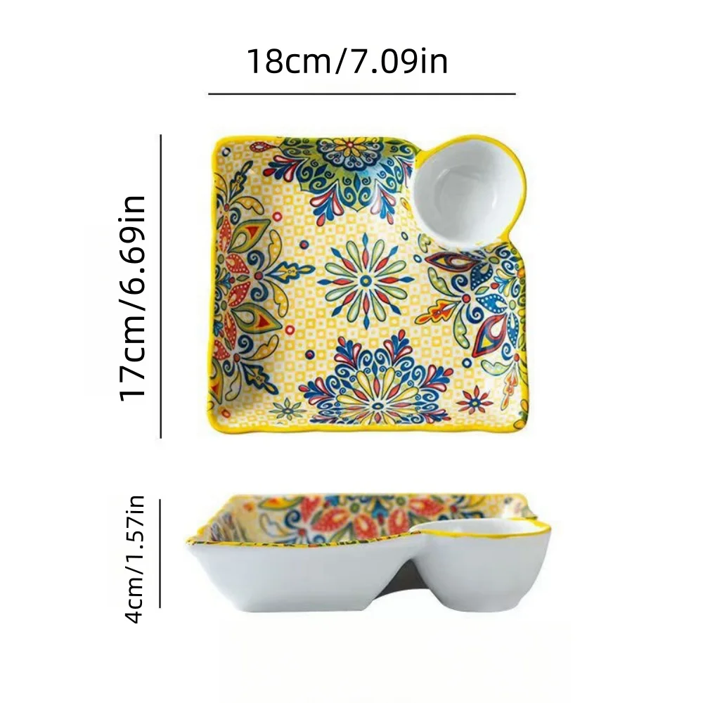Dumpling Plate With Vinegar Dish Household Ceramic Serving Plate