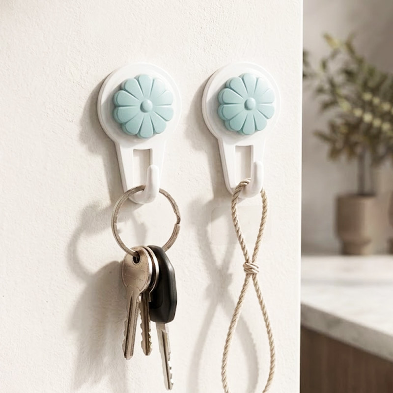 2 Pcs Suction Flower Hooks Self Adhesive Heavy Duty