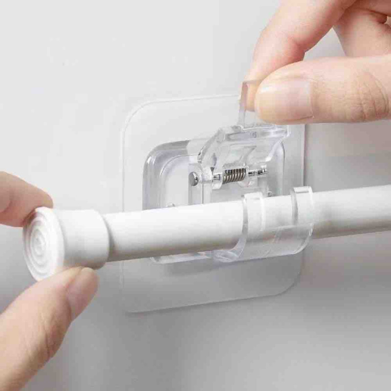 Pack of 2 Transparent PVC Adhesive Curtain Rod Hooks